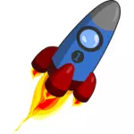 Foguete azul e vermelho com motores inflamado gráficos vetoriais
