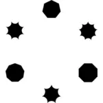 האיור וקטור של תמונות צללית משובע, octogon ו- nonagon