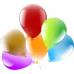 Vectorillustratie van zes ingerichte partij ballonnen