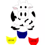 Векторное изображение коровы с бутылками молока