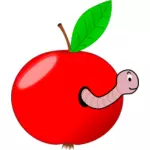 Rode appel met worm vector afbeelding