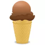 בתמונה וקטורית של גלידת שוקולד ב חצי חרוט