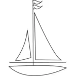 Linje vektorgrafikk av seilbåt