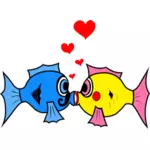 二匹の魚にキスのベクトル グラフィック