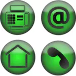 Wektor clipart cztery zielone ikony kontakt
