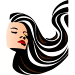 Vector de la imagen de la mujer con el pelo largo brillante