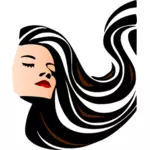 Vektor-Illustration der schöne Frau mit langem welliges Haar