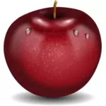 Векторный рисунок фотореалистичные красное яблоко мокрой