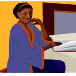Afro-amerikansk lady leser en bok på en tabell vektorgrafikk utklipp