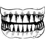 Ilustração em vetor preto e branco de dentes cerrados