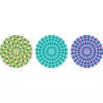 तीन रंगीन पैटर्न हलकों चित्रण वेक्टर