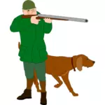 Cacciatore con illustrazione vettoriale profumo segugio cane