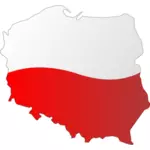 Peta Polandia dengan bendera atasnya vektor gambar