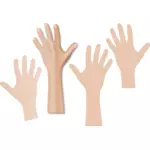 Vier Hände nach oben