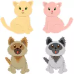 בתמונה וקטורית של גורי כלבים. וכלפי חתלתולים