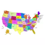 Carte des Etats-Unis avec des chapiteaux