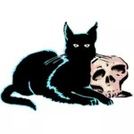 Череп и черный кот