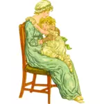 Moeder en kind in vintage stijl