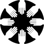 Samenwerking handen in zwart-wit