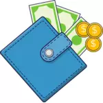 Peněženka s peníze a mince