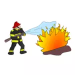 رجل إطفاء مع النيران