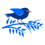Filiala albastru şi o pasăre