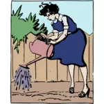 женщина полива сада