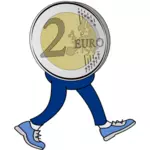 पैरों के साथ 2 यूरो सिक्का