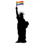 Estatua de la Libertad con bandera LGBT
