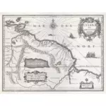 Vintage kart i nordøst Sør-Amerika