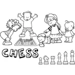 Šachové figurky a děti