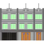 Векторная иллюстрация здания с зеленым windows