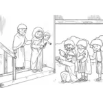 Jésus avec scène de parents