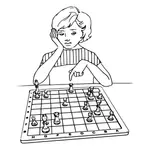 Nainen pelaa shakkia