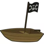 Vektorový obrázek jediného člověka pirátské lodi s příznakem