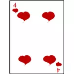 Čtyři srdce hrací karta vektorové ilustrace