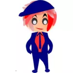 Image clipart vectoriel d'une garçon aux cheveux rouge en costume