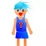 파란 머리와 함께 농구 선수