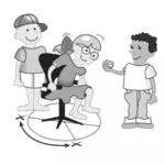 Três crianças brincando na imagem vetorial de cadeira