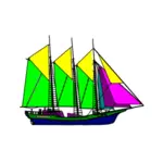 Färgglada segling ship vektorritning