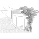 Vektorový obrázek rostlin na exteriéru budovy
