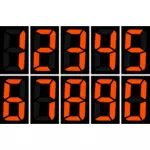 Números de color naranjo en pantalla