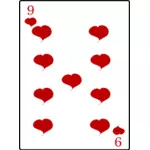 Nio av hjärtan spelkort vektorbild