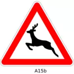 鹿の交差点のトラフィック警告サイン ベクトル イラスト