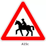רוכב על סוס על הכביש תעבורה סימן בתמונה וקטורית