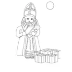 Sinterklaas cu cadouri de desen vector