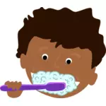 Afrikalı çocuk diş fırçalama