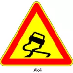 Векторное изображение скользкой дороге треугольный временный дорожный знак