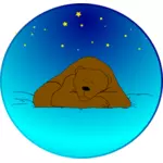 棕色的熊睡在星星下矢量剪贴画