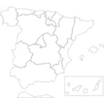 Vektorový obrázek mapy španělských regionů